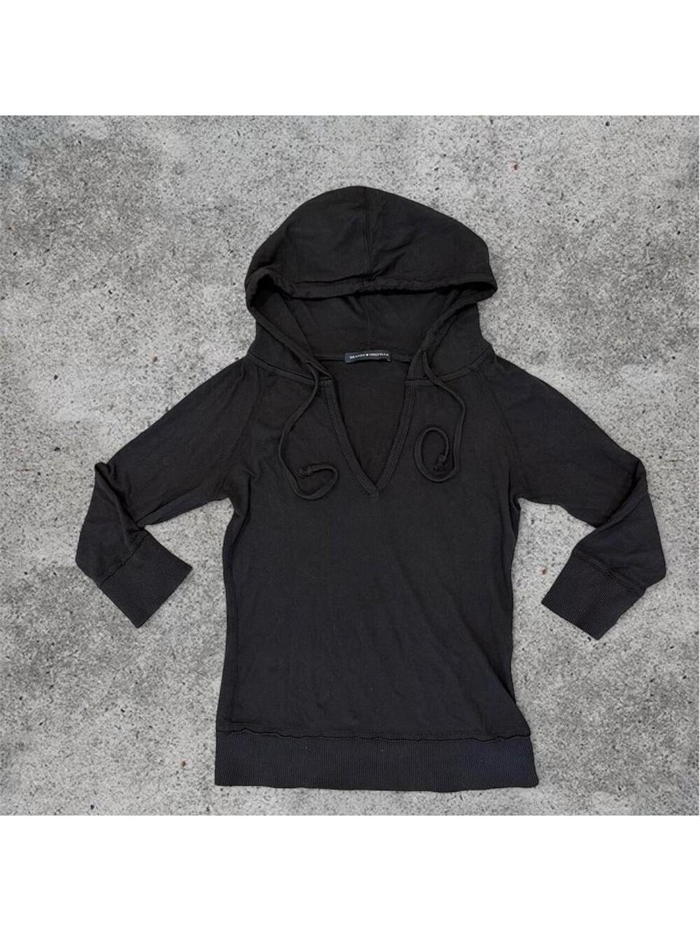 Brandy Melville black 3/4 sleeves hooded top